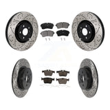 Front Rear Coated Drill Slot Disc Brake Rotor Ceramic Pad Kit For Land Rover Range Evoque KDT-101446
