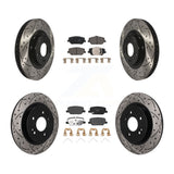 Front Rear Coated Drilled Slotted Disc Brake Rotor & Ceramic Pad Kit For Hyundai Santa Fe KDT-101822