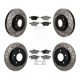 Front Rear Coated Drill Slot Disc Brake Rotors Ceramic Pad Kit For 2004-2005 Mazda 3 2.0L KDT-101840