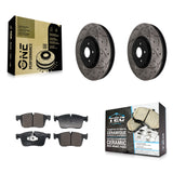 Front Drilled Slot Brake Rotor & Ceramic Pad Kit For Jaguar F-Pace Land Rover Range Velar KDT-101975