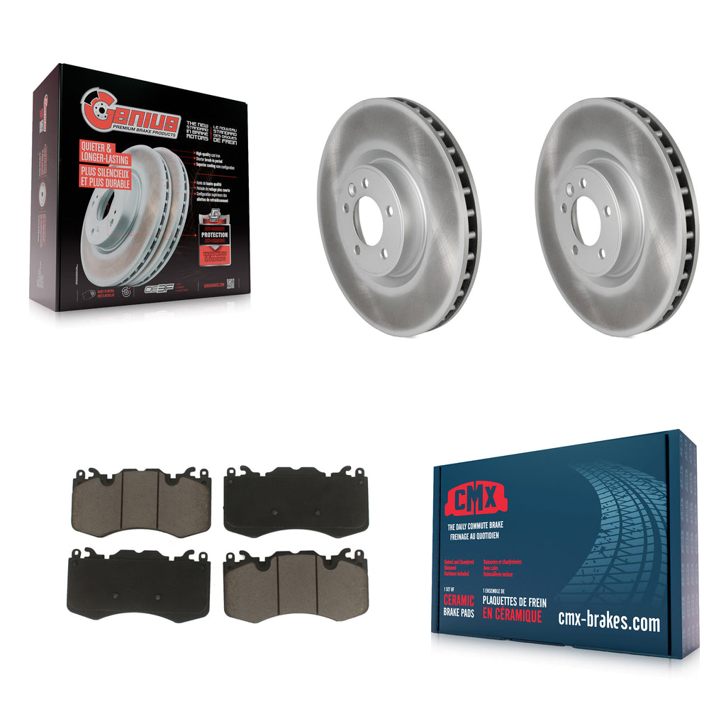 Front Coated Disc Brake Rotors And Ceramic Pads Kit For Land Rover Range Sport