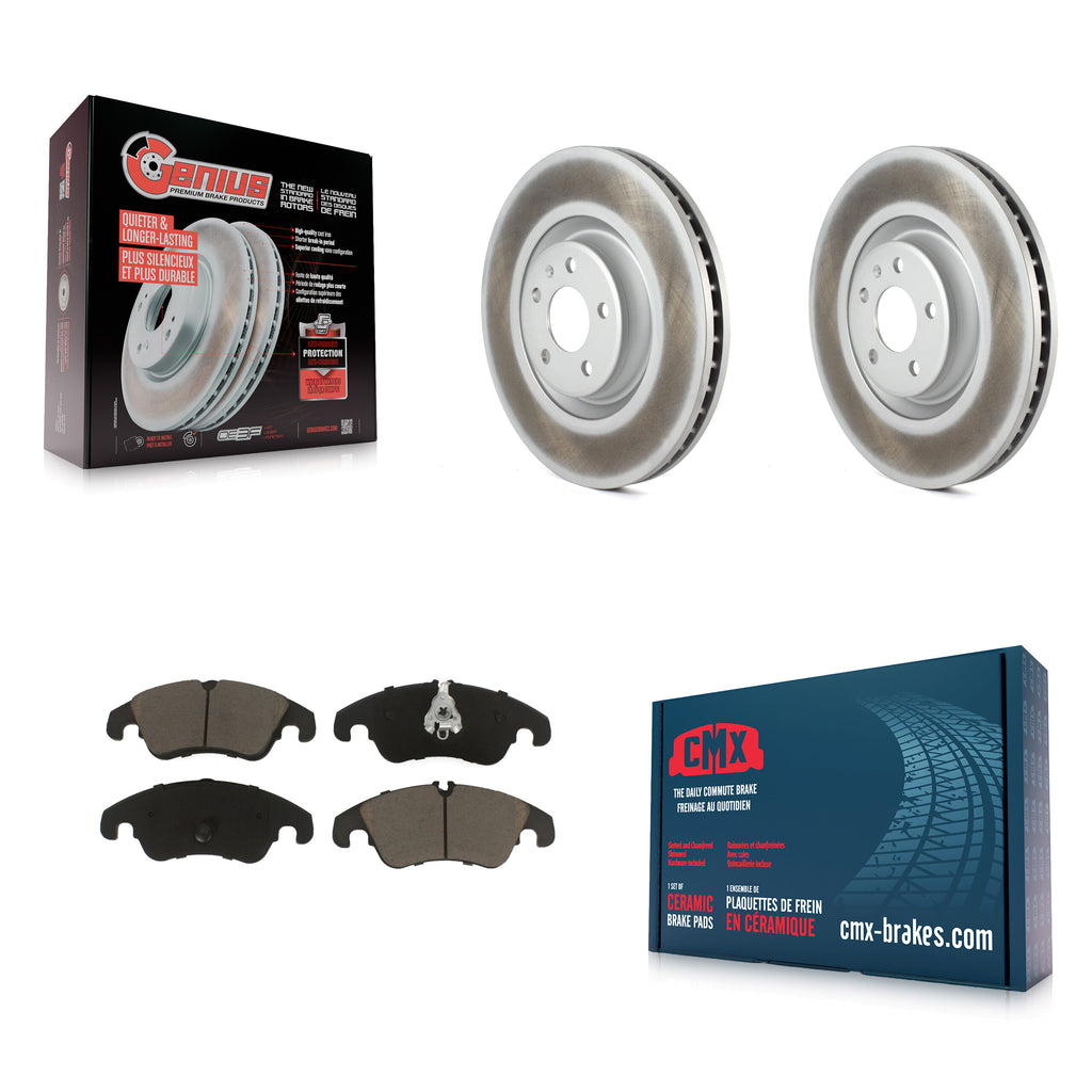Front Coated Disc Brake Rotors And Ceramic Pads Kit For Audi A6