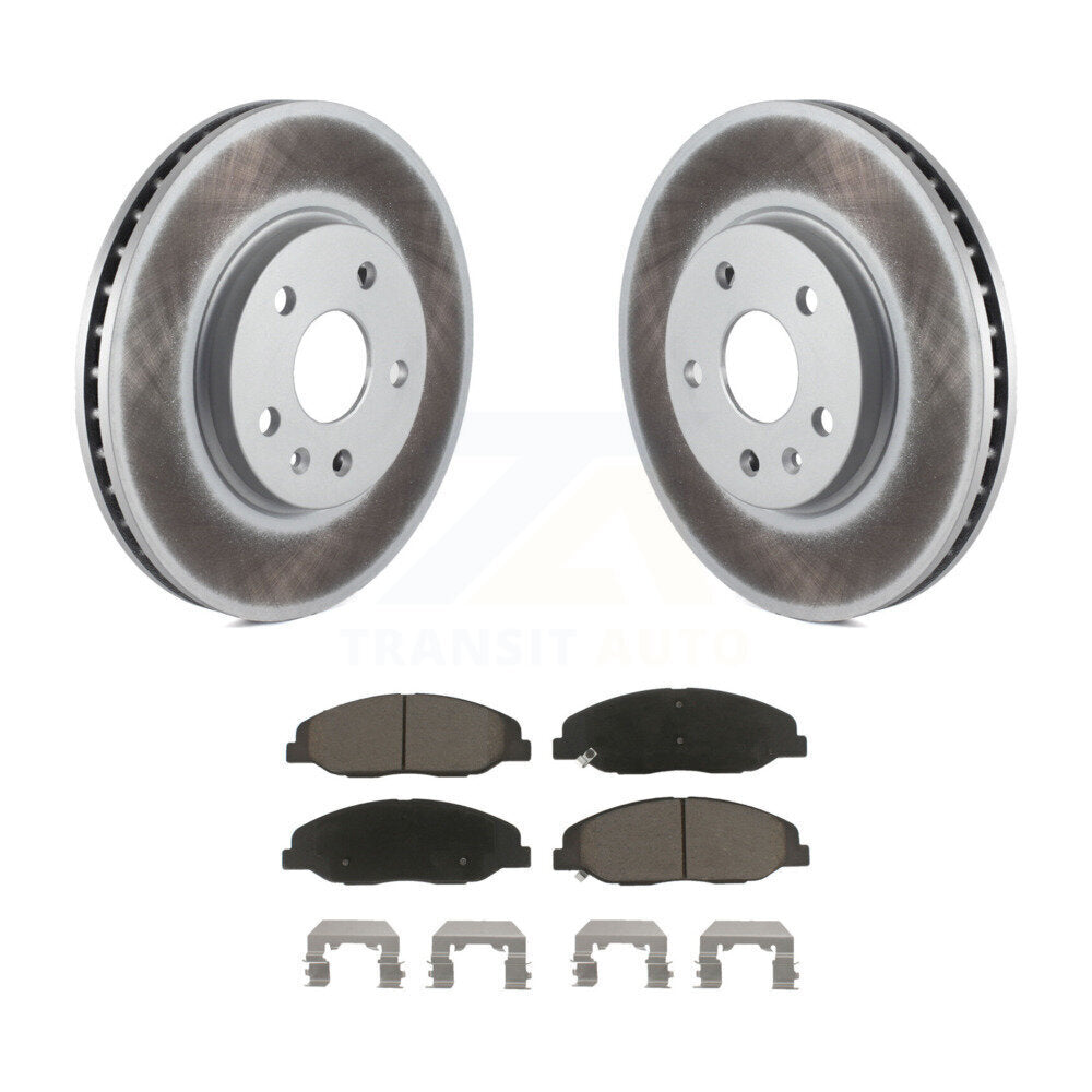 Front Coated Disc Brake Rotors And Ceramic Pads Kit For Cadillac CTS