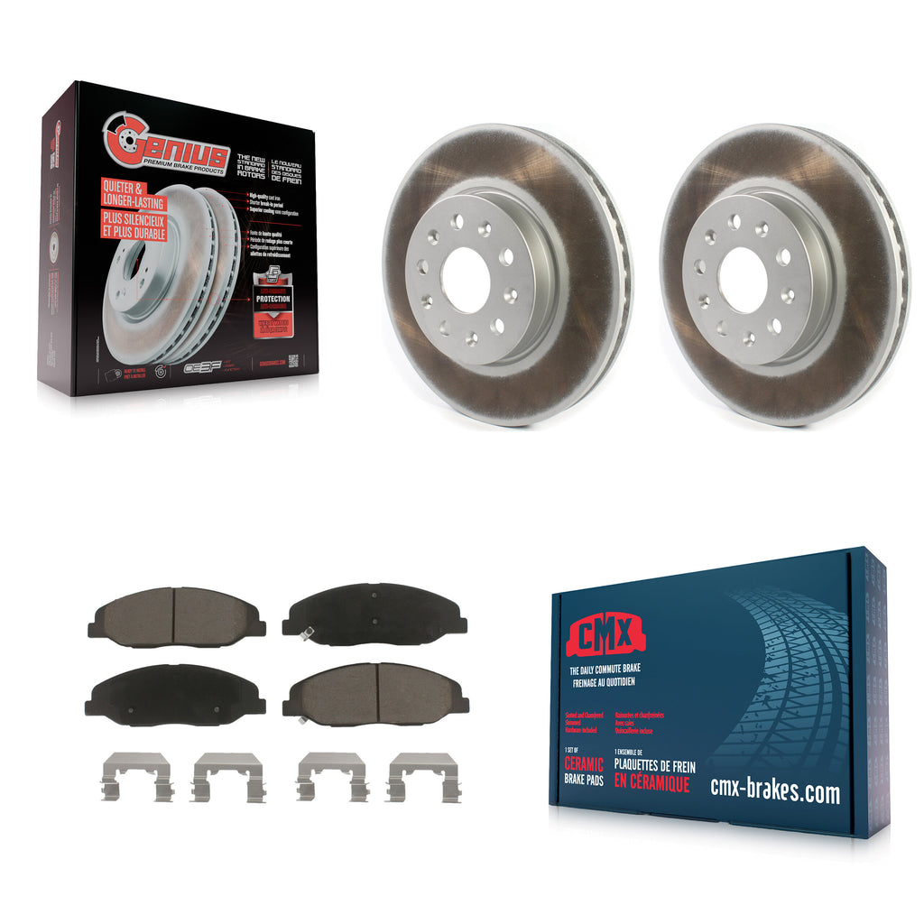 Front Coated Disc Brake Rotors And Ceramic Pads Kit For Cadillac CTS