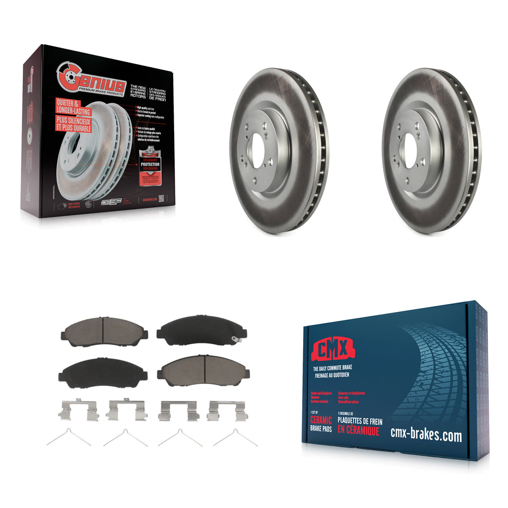 Front Coated Disc Brake Rotors Ceramic Pad Kit For Honda Pilot Acura MDX RLX ZDX