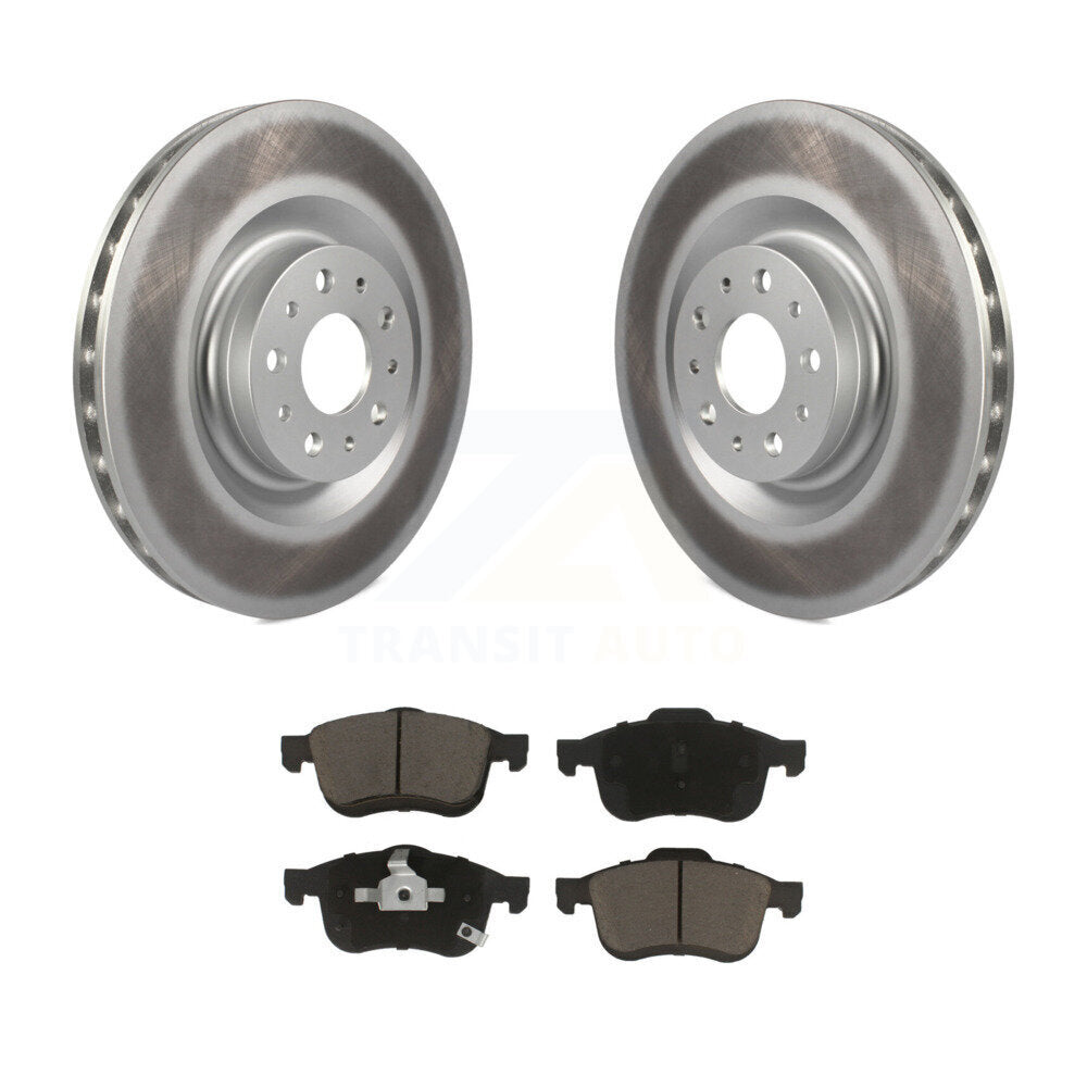 Front Coated Disc Brake Rotors And Ceramic Pads Kit For 2014-2020 Fiat 500L