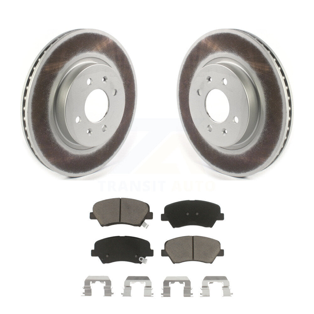 Front Coated Disc Brake Rotors And Ceramic Pads Kit For Kia Rio