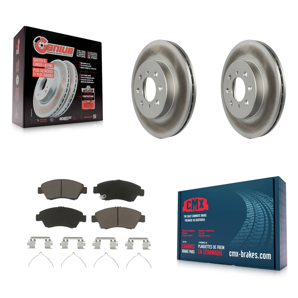 Front Coated Disc Brake Rotors And Ceramic Pads Kit For Honda Civic Fit del Sol