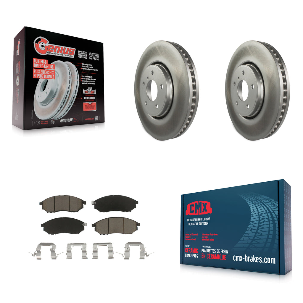 Front Coated Disc Brake Rotor & Ceramic Pad Kit For INFINITI FX35 FX37 QX70 FX45
