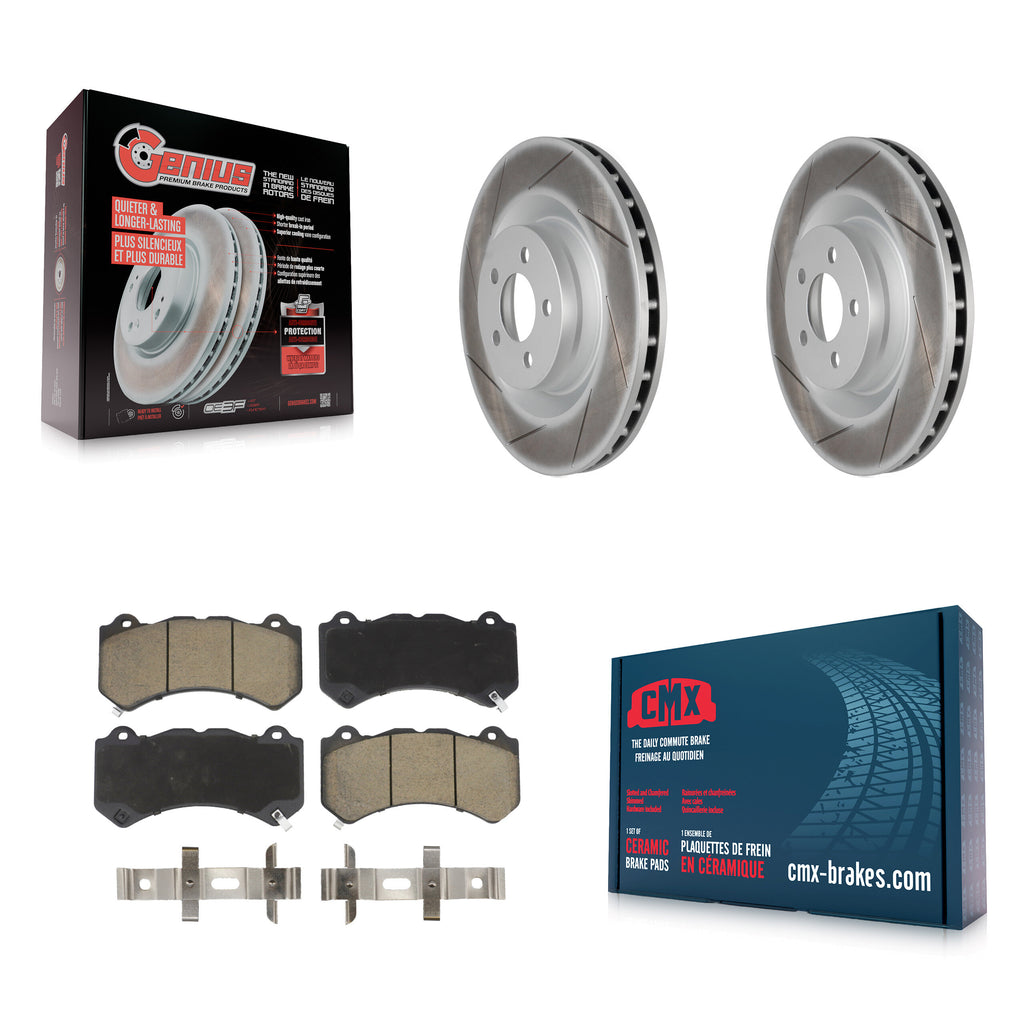 Front Coated Disc Brake Rotors And Ceramic Pads Kit For Dodge Challenger Charger
