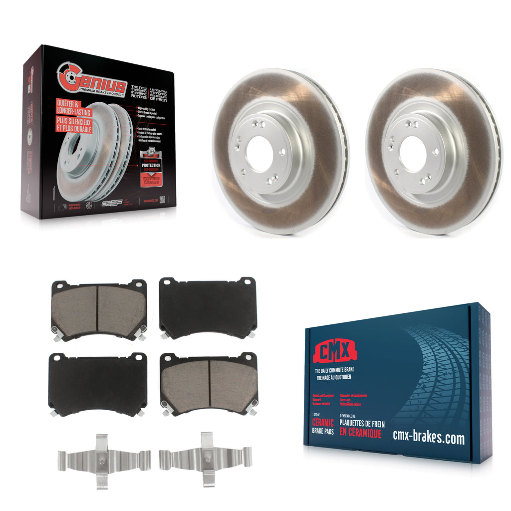 Front Coated Disc Brake Rotors And Ceramic Pads Kit For Hyundai Genesis