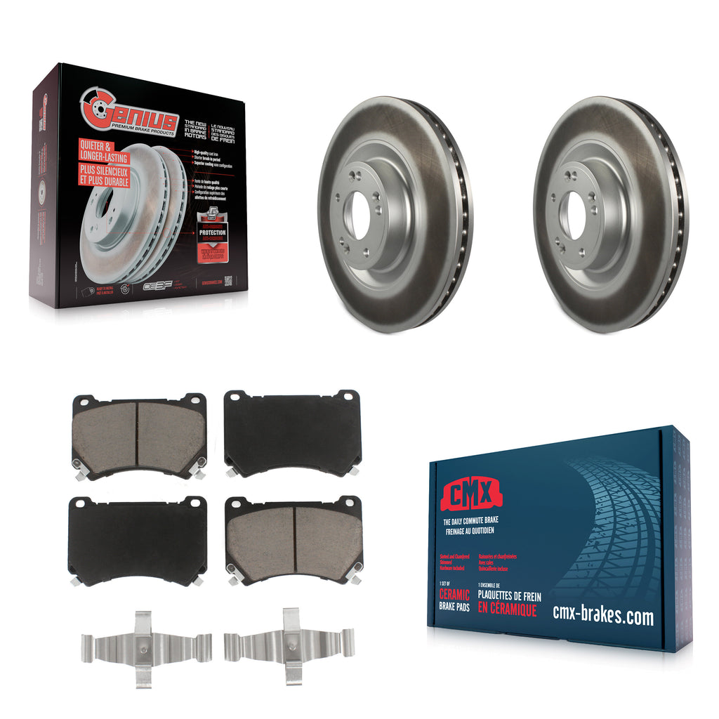 Front Coated Disc Brake Rotors And Ceramic Pads Kit For Hyundai Genesis Equus