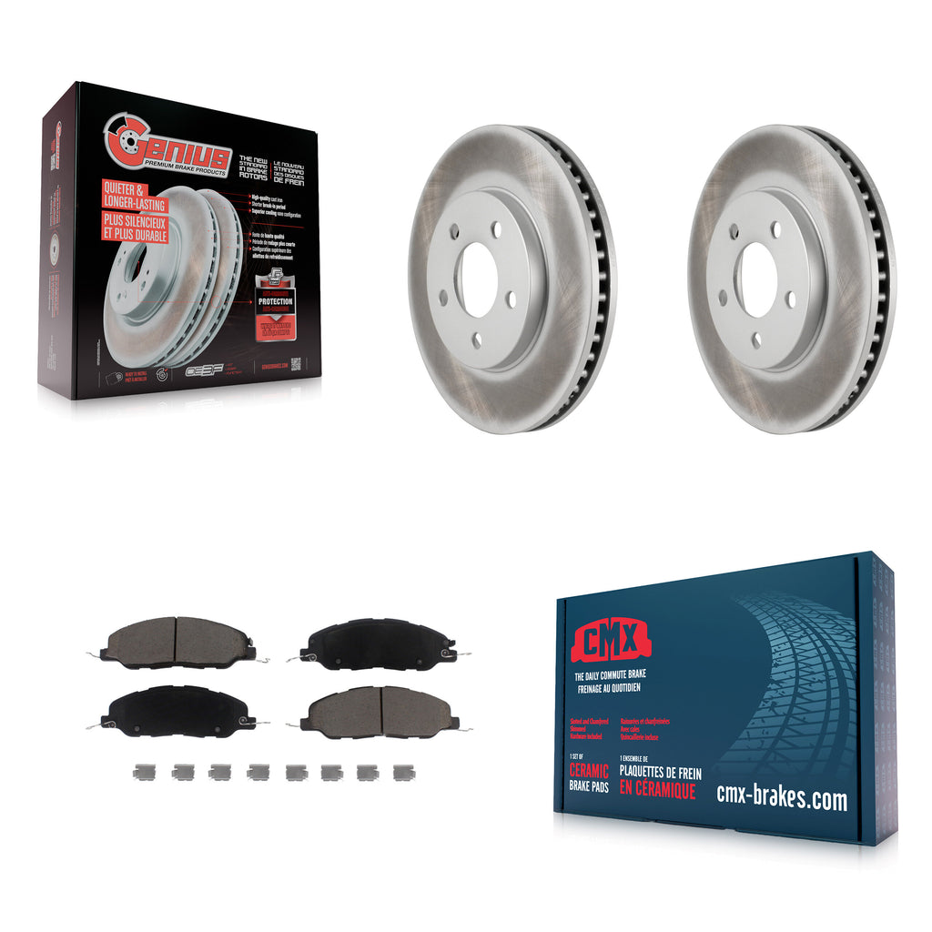 [Front] 2005-2010 Ford Mustang Base Premium Coated Rotors & Ceramic Pads Brake Kit For Max Braking