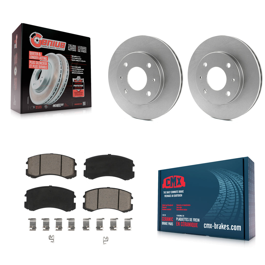 Front Coated Disc Brake Rotors And Ceramic Pads Kit For Mitsubishi Lancer