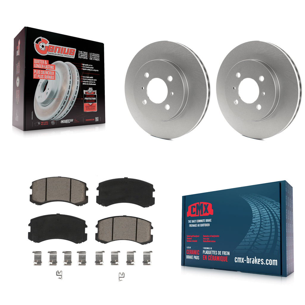 Front Coated Disc Brake Rotors And Ceramic Pads Kit For Mitsubishi Lancer