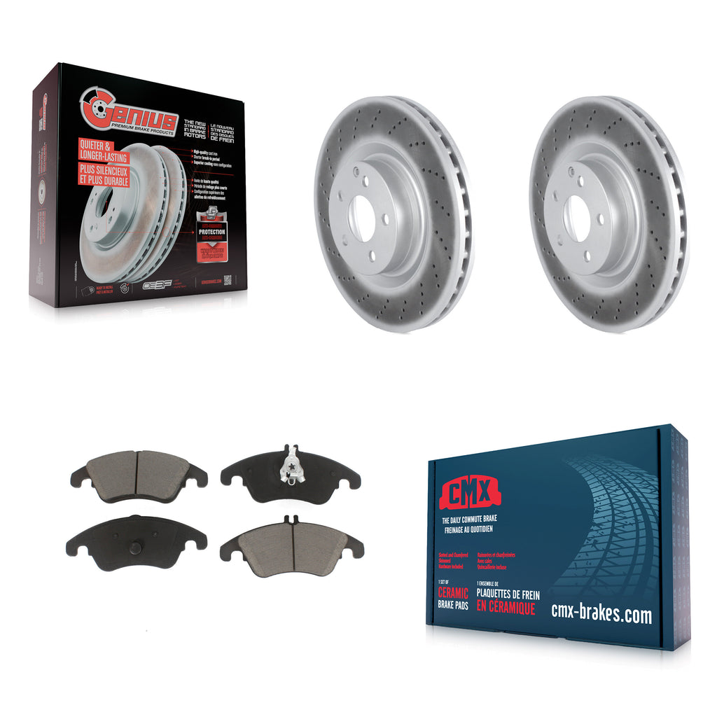 Front Coated Disc Brake Rotor & Ceramic Pad Kit For Mercedes-Benz C250 E400 E550