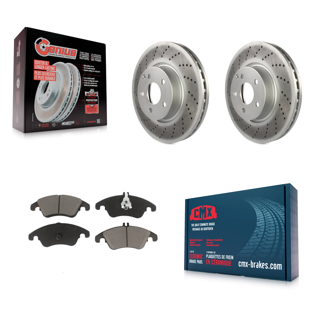 Front Coated Brake Rotor & Ceramic Pad Kit For Mercedes-Benz E350 C300 C350 E400