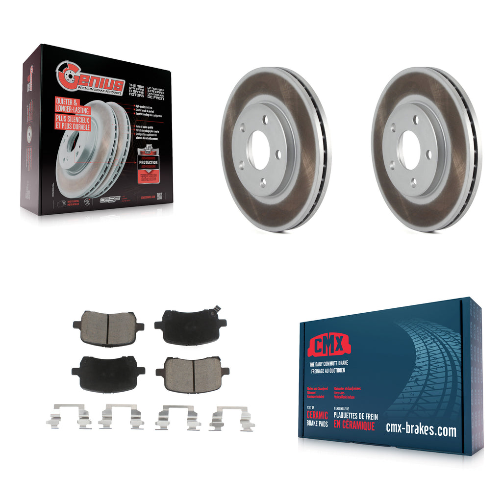 Front Coated Disc Brake Rotors And Ceramic Pads Kit For Chevrolet Malibu