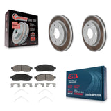 Front Coated Disc Brake Rotor Ceramic Pad Kit For Ford F-150 Lincoln Mark LT 4WD