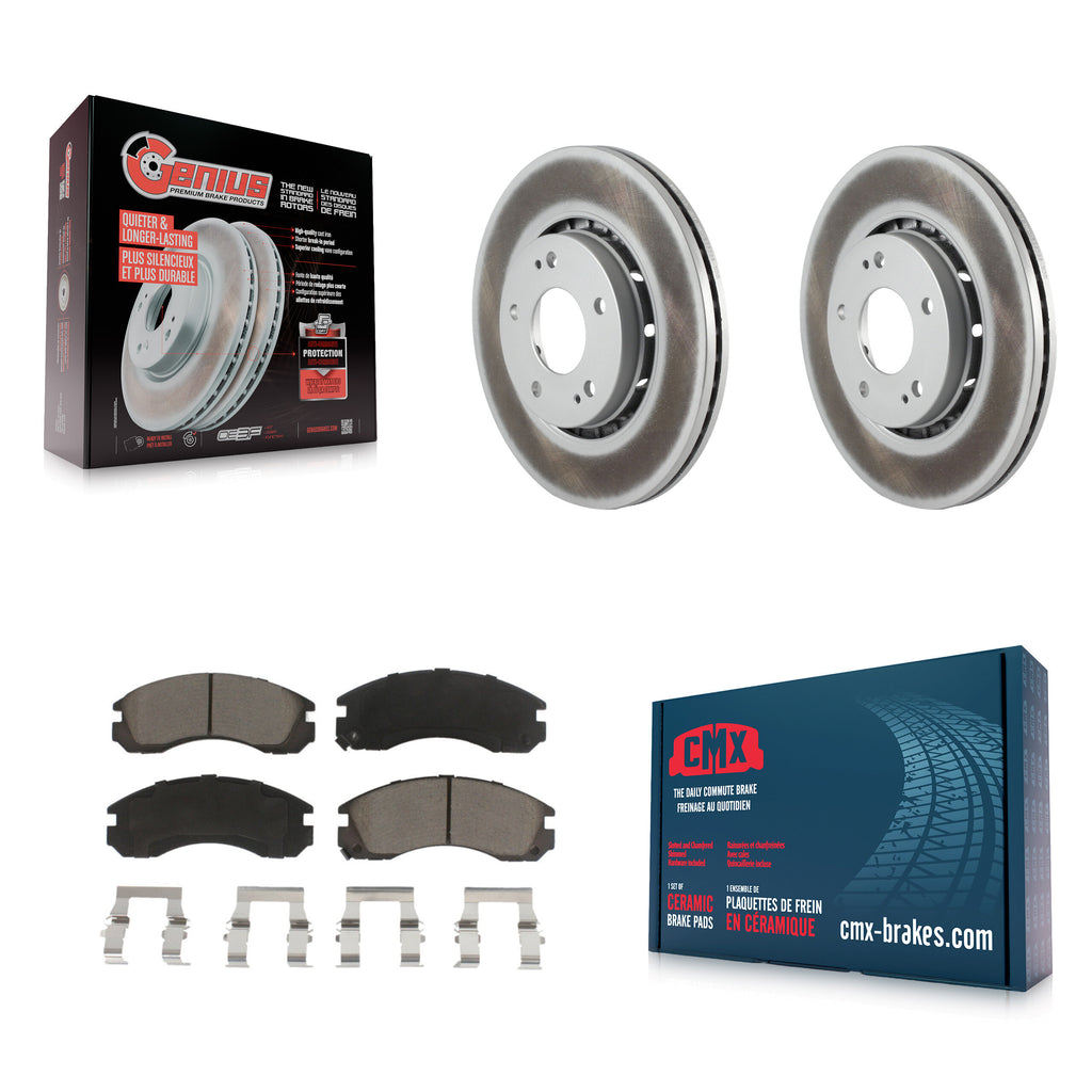 Front Coated Disc Brake Rotors And Ceramic Pads Kit For Mitsubishi Lancer