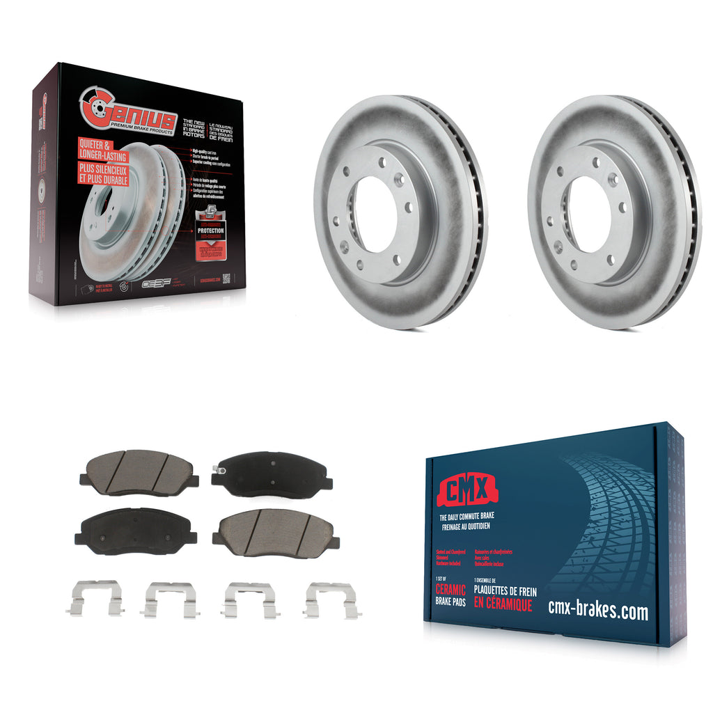 Front Coated Disc Brake Rotor & Ceramic Pad Kit For Kia Sedona Hyundai Entourage