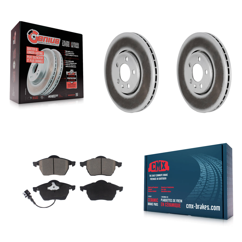 Front Coated Disc Brake Rotor & Ceramic Pad Kit For Volkswagen Jetta Beetle Golf