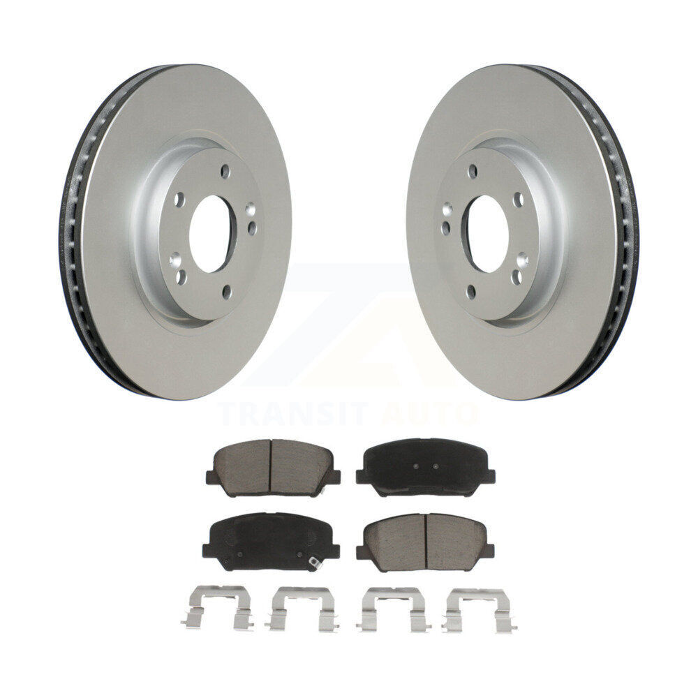 Front Coated Disc Brake Rotors And Ceramic Pads Kit For Kia Forte Forte5 Koup