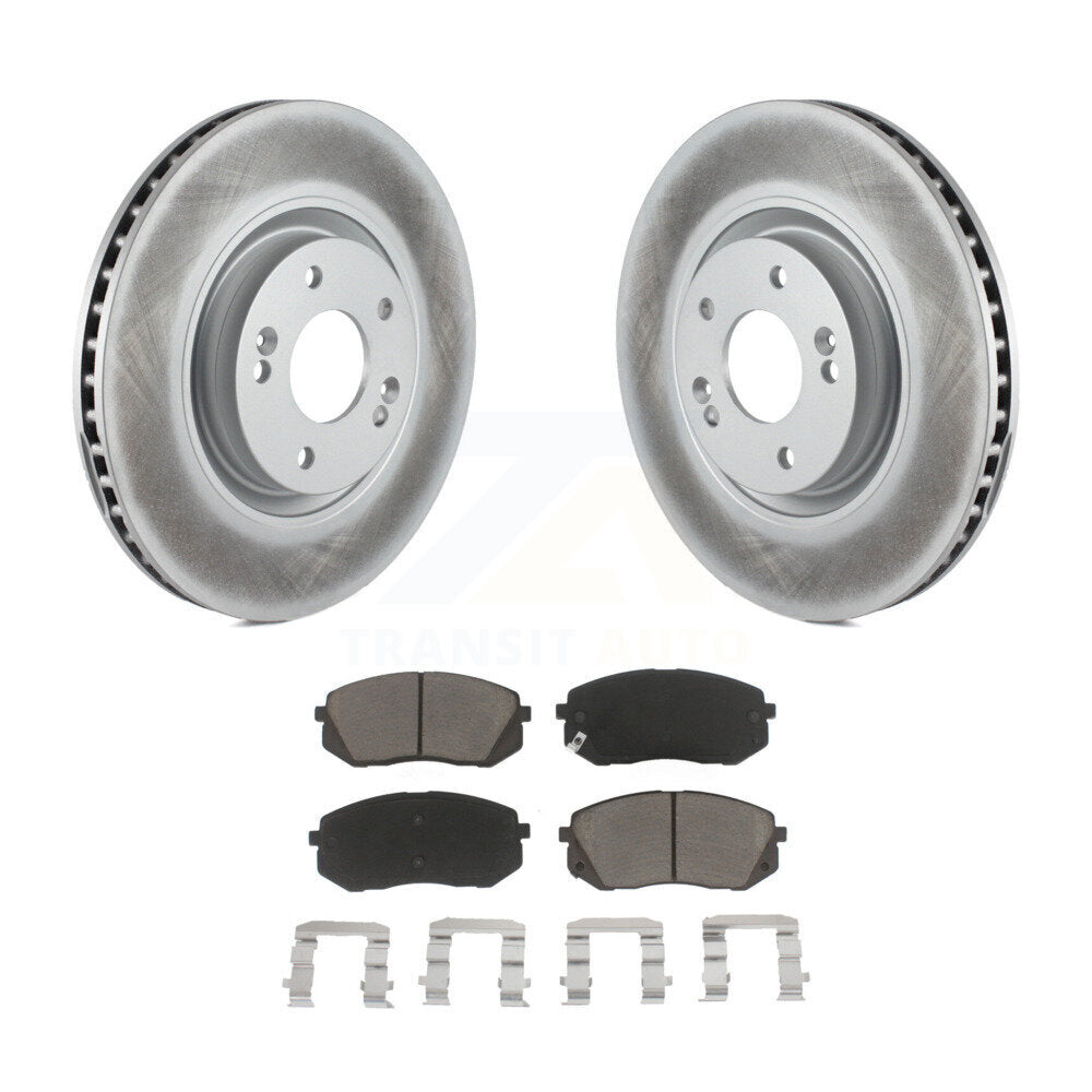 Front Coated Brake Rotor & Ceramic Pad Kit For Hyundai Tucson Sonata Kia Cadenza