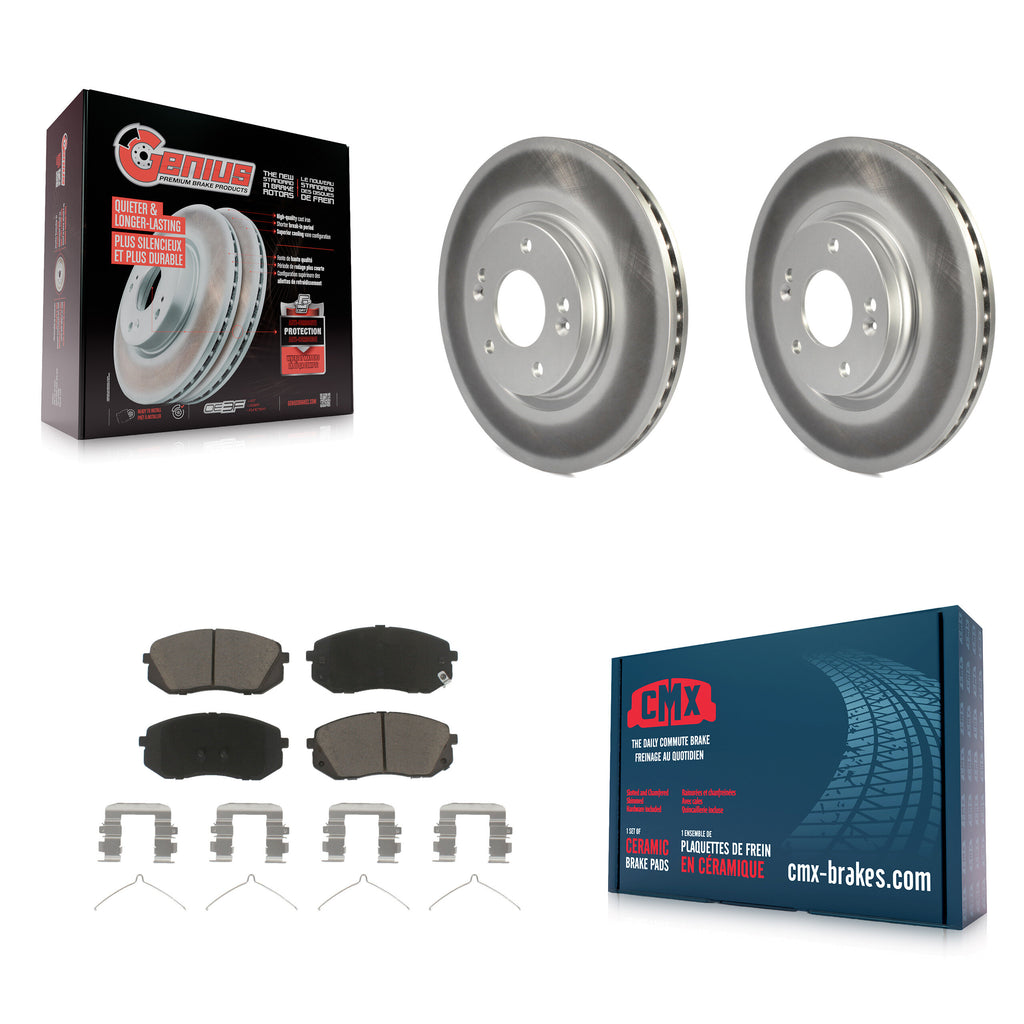 Front Coated Brake Rotor & Ceramic Pad Kit For Hyundai Sonata Kia Optima Niro EV