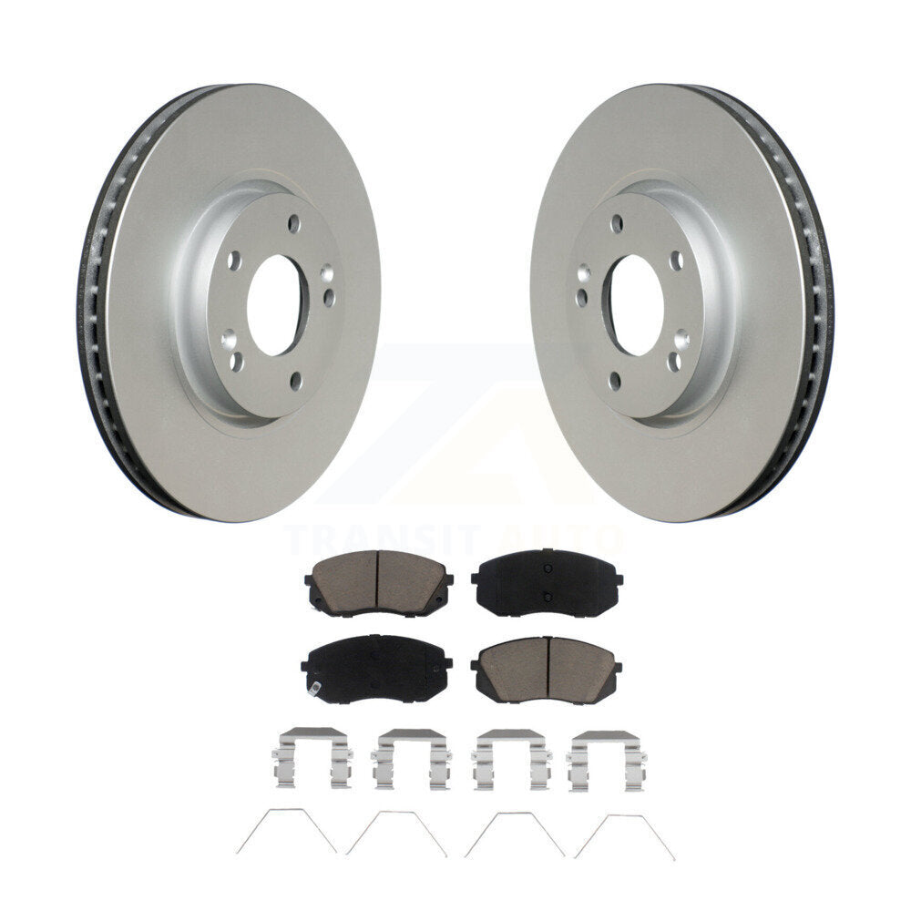 Front Coated Disc Brake Rotors And Ceramic Pads Kit For 2017-2019 Kia Soul EV