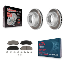 Front Coated Disc Brake Rotors & Ceramic Pad Kit For Ford F-250 Super Duty F-350