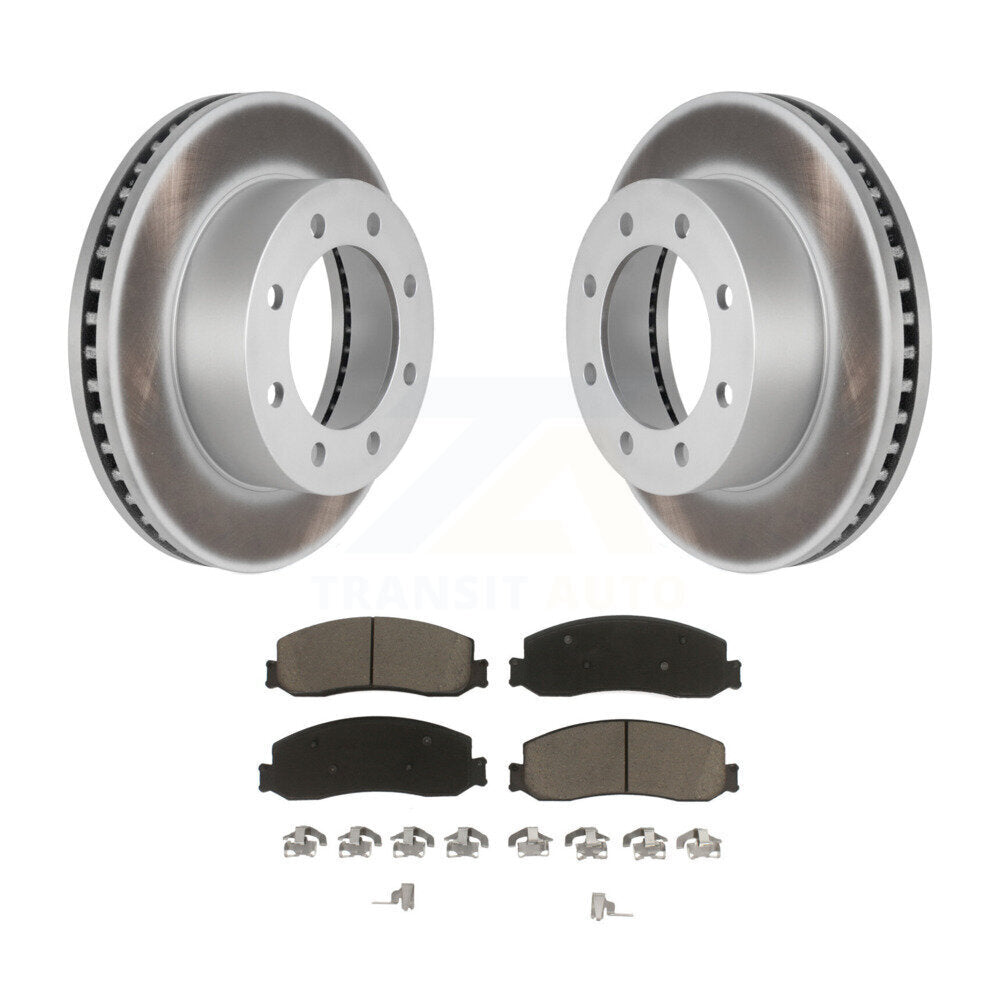 Front Coat Disc Brake Rotors Ceramic Pad Kit For Ford F-350 Super Duty F-250 4WD