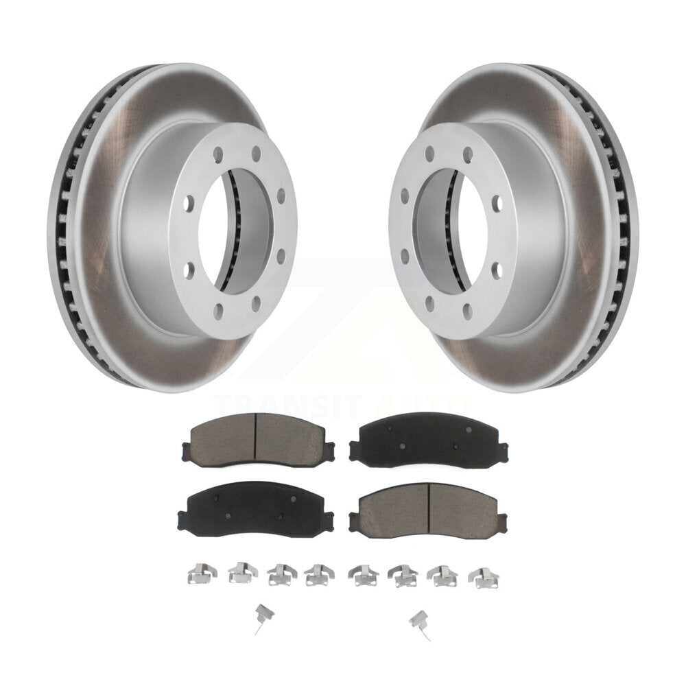 Front Coat Disc Brake Rotors Ceramic Pad Kit For Ford F-250 Super Duty F-350 4WD