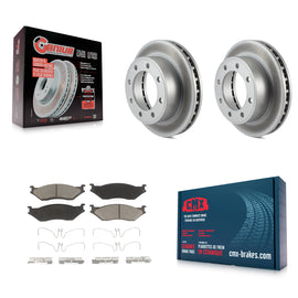 Front Coated Disc Brake Rotors & Ceramic Pad Kit For Ford F-550 Super Duty F-450