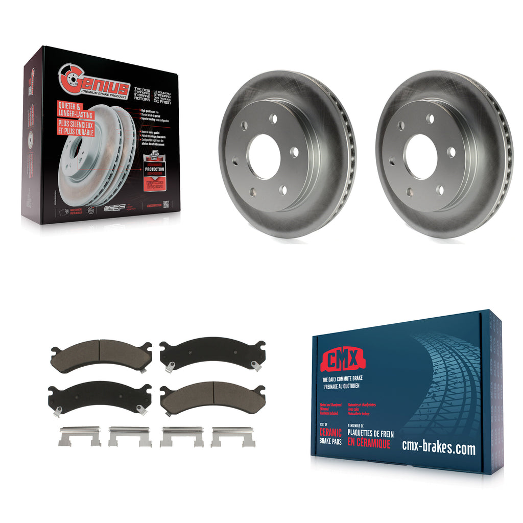 Front Coated Brake Rotor & Ceramic Pad Kit For Chevrolet Express 2500 GMC Savana