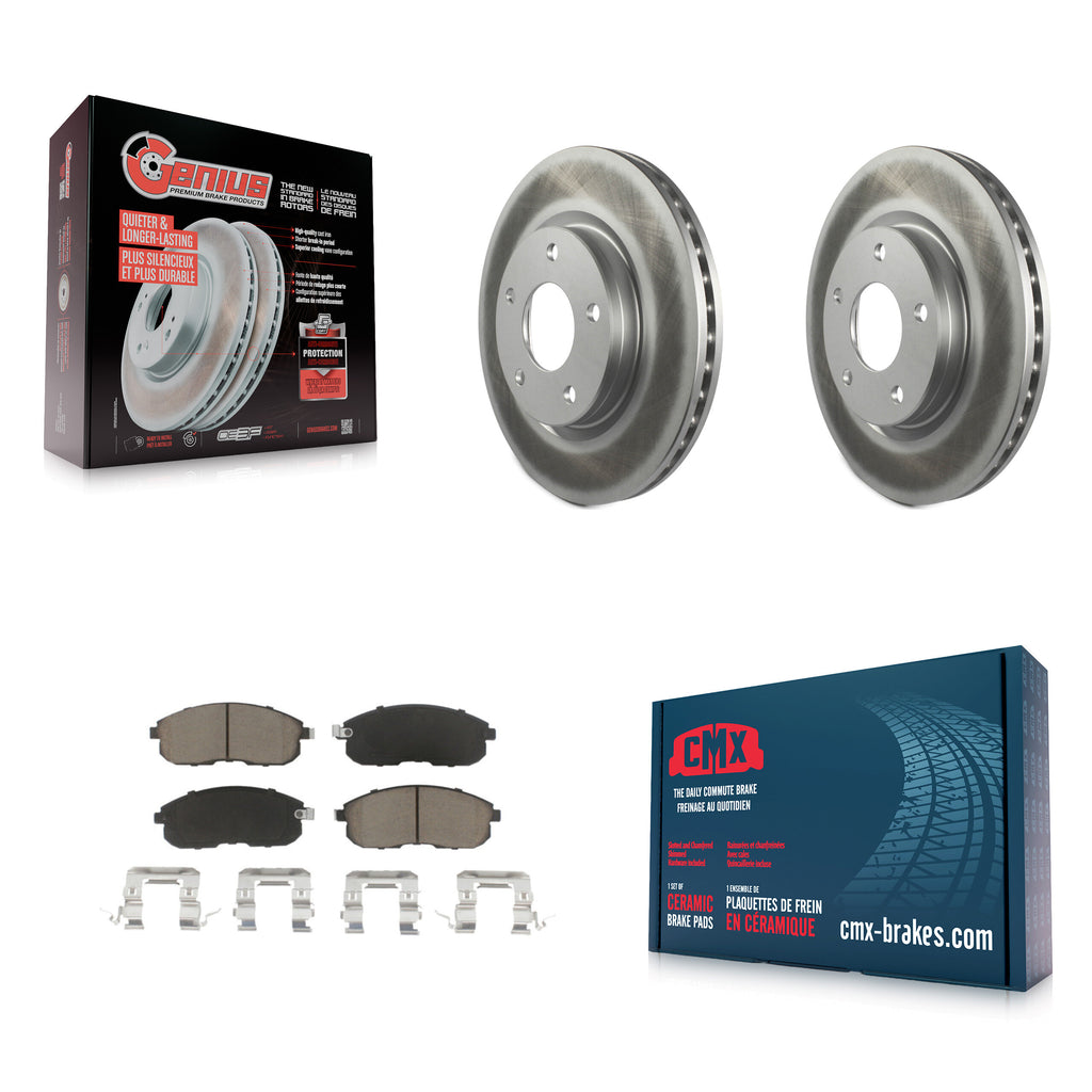 Rotors de frein à disque à revêtement avant et kit de plaquettes en céramique pour Nissan Sentra 