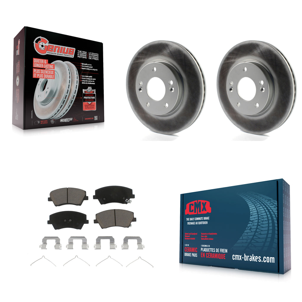 Rotors de frein à disque à revêtement avant et kit de plaquettes en céramique pour Hyundai Elantra 
