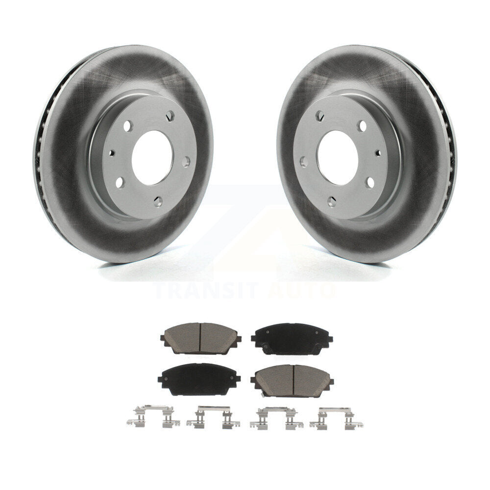 Front Coated Disc Brake Rotors And Ceramic Pads Kit For 2016-2021 Mazda CX-3 FWD