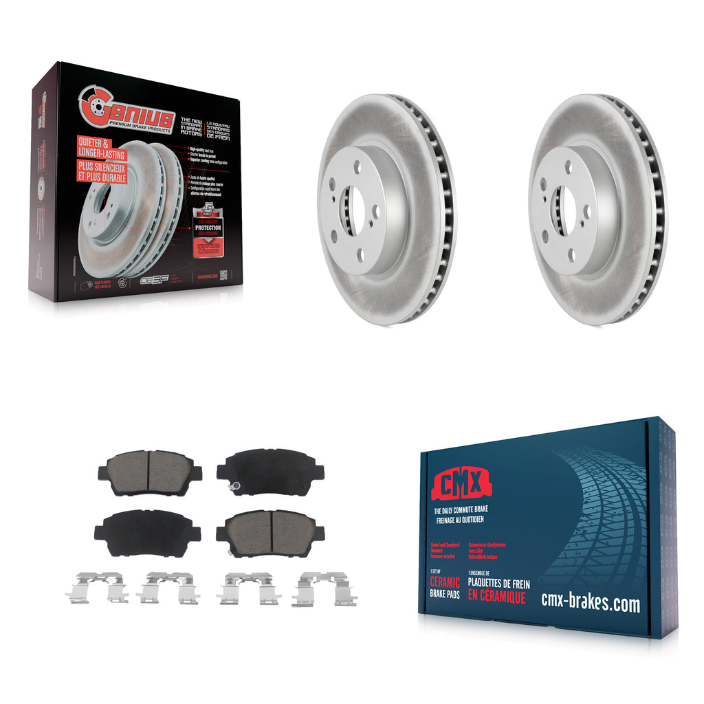 [Front] 2004-2009 Toyota Prius Premium Coated Rotors & Ceramic Pads Brake Kit For Max Braking
