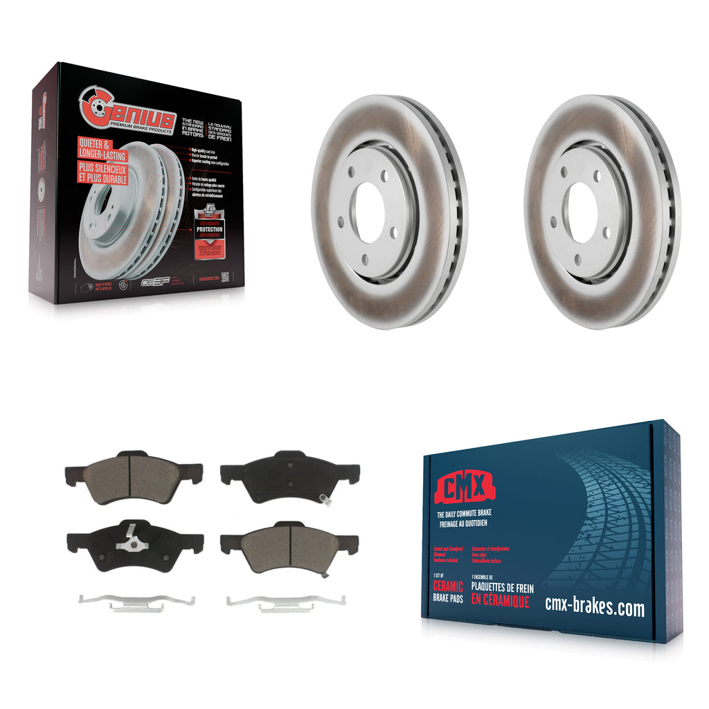 Front Coated Disc Brake Rotor Ceramic Pad Kit For Dodge Caravan Chrysler Voyager