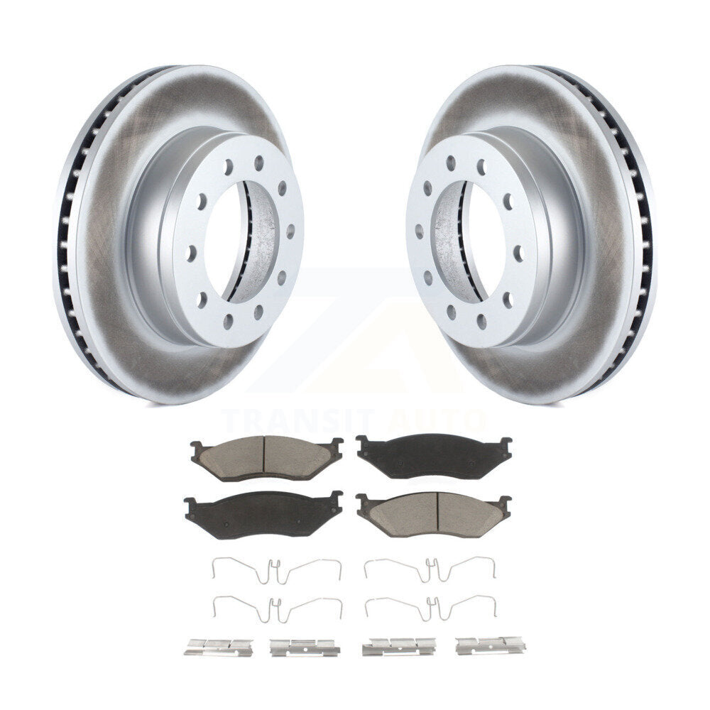 Front Coated Brake Rotor & Ceramic Pad Kit For Ford F-450 Super Duty F-550 CF500