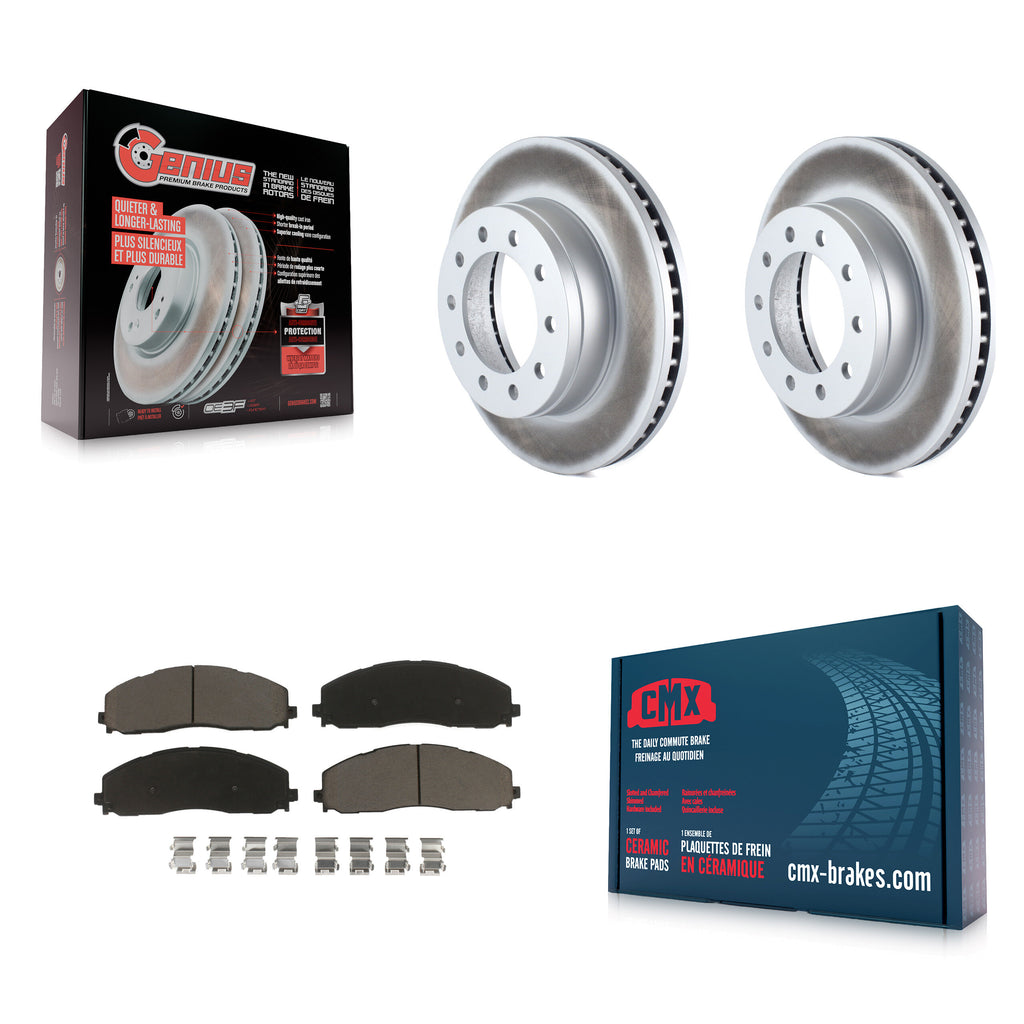Front Coated Disc Brake Rotors & Ceramic Pad Kit For Ford F-350 Super Duty F-250