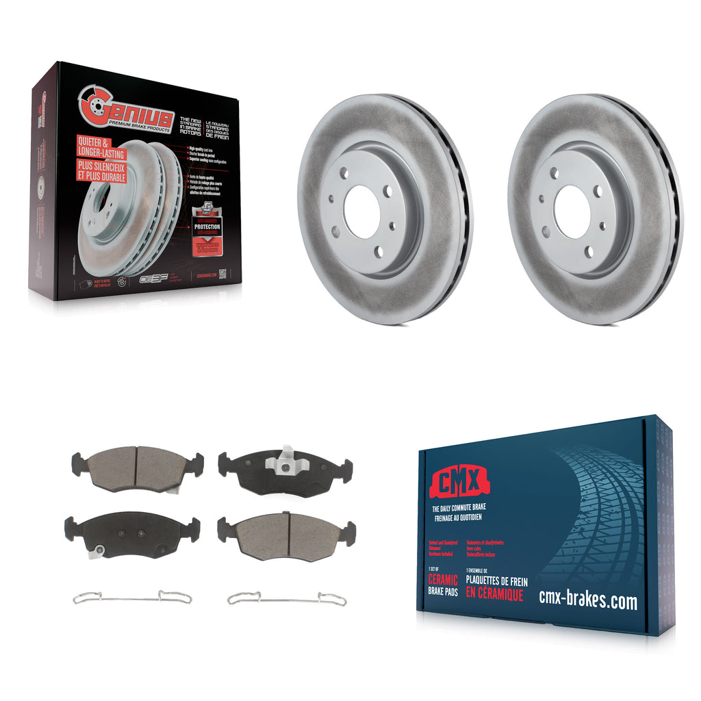 Front Coated Disc Brake Rotors And Ceramic Pads Kit For Fiat 500