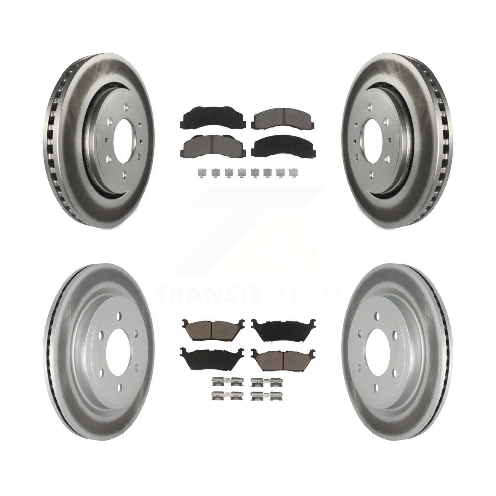 Front Rear Coated Brake Rotors Ceramic Pad Kit For Ford F-150 Expedition Lincoln