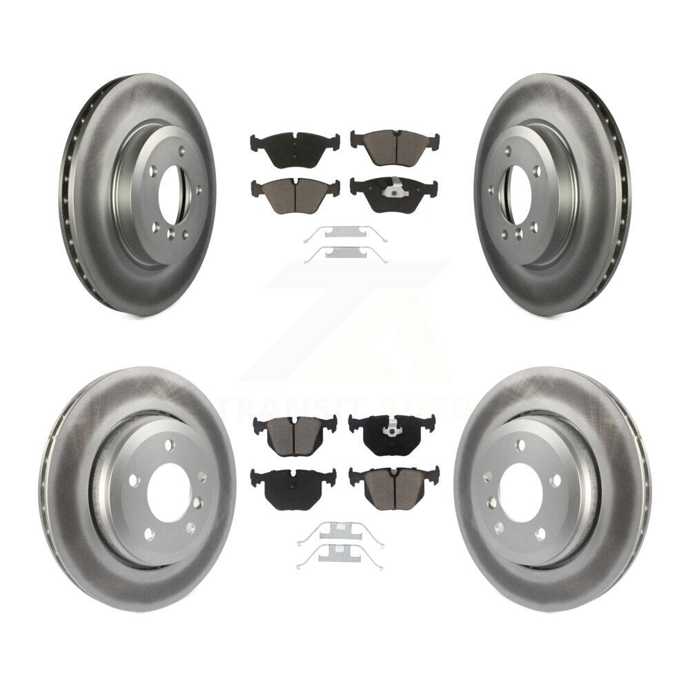 Front Rear Coated Disc Brake Rotors And Ceramic Pad Kit For BMW 330Ci 330i 330xi
