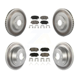 Front Rear Coated Disc Brake Rotors And Ceramic Pads Kit For Kia Sorento