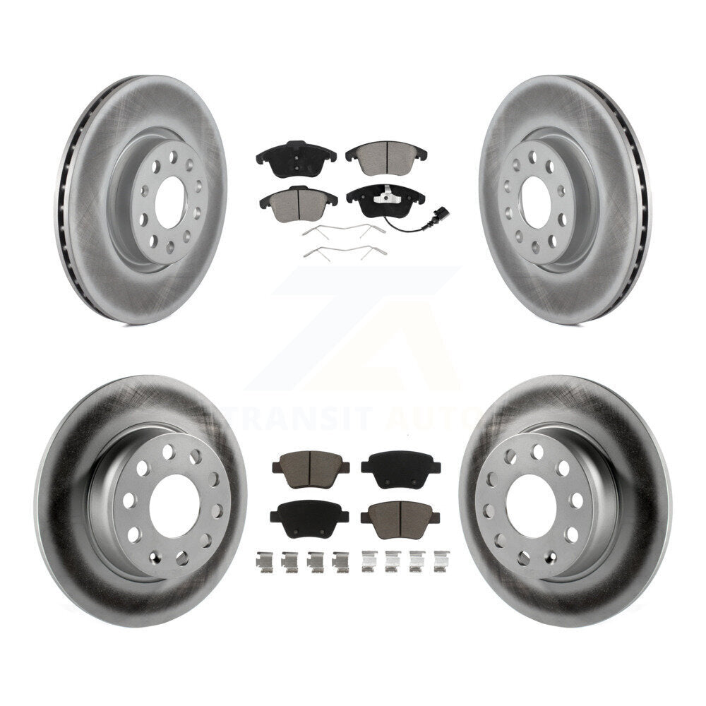 Front Rear Coated Disc Brake Rotors And Ceramic Pads Kit For Volkswagen Passat