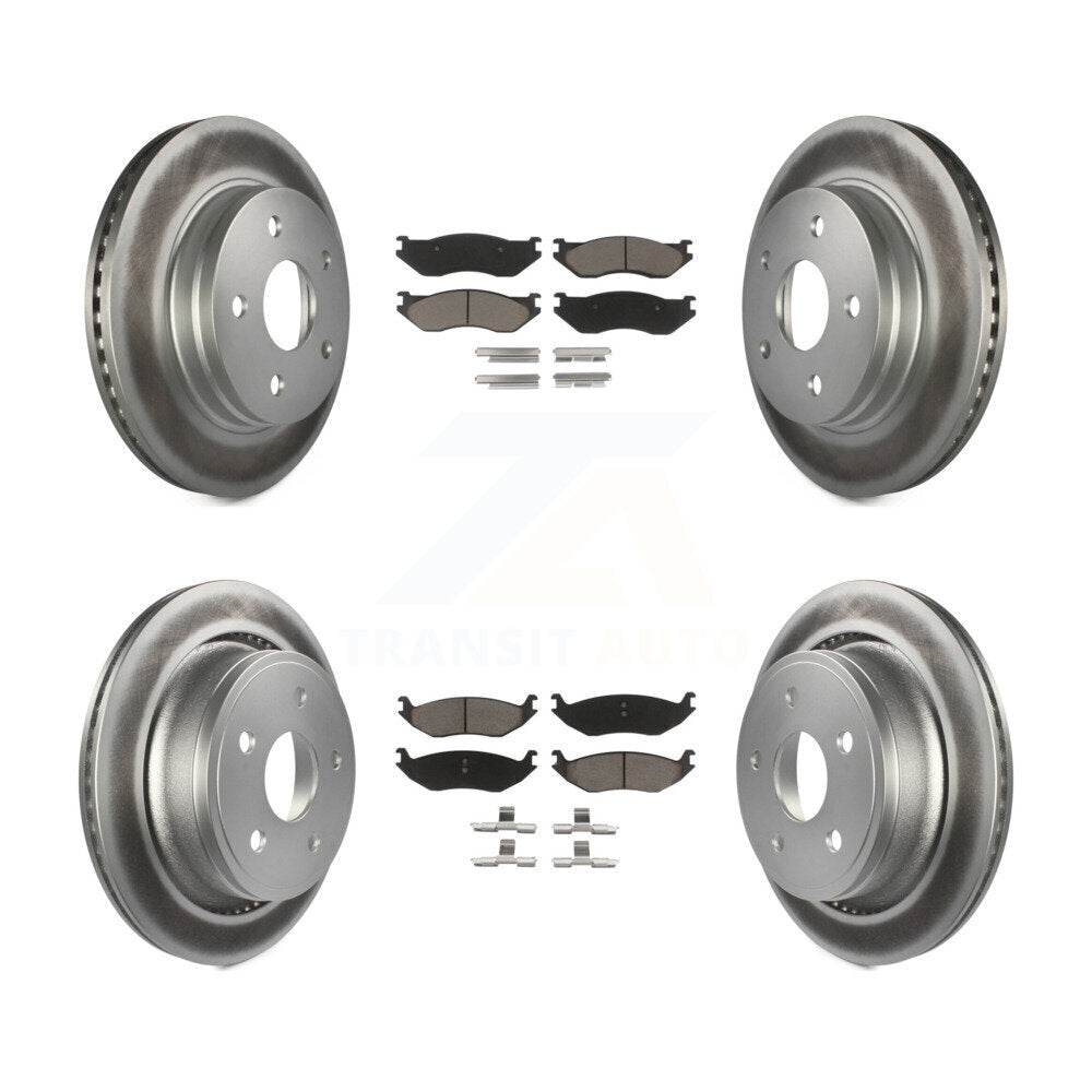 Front Rear Coated Disc Brake Rotors & Ceramic Pad Kit For Dodge Durango Ram 1500