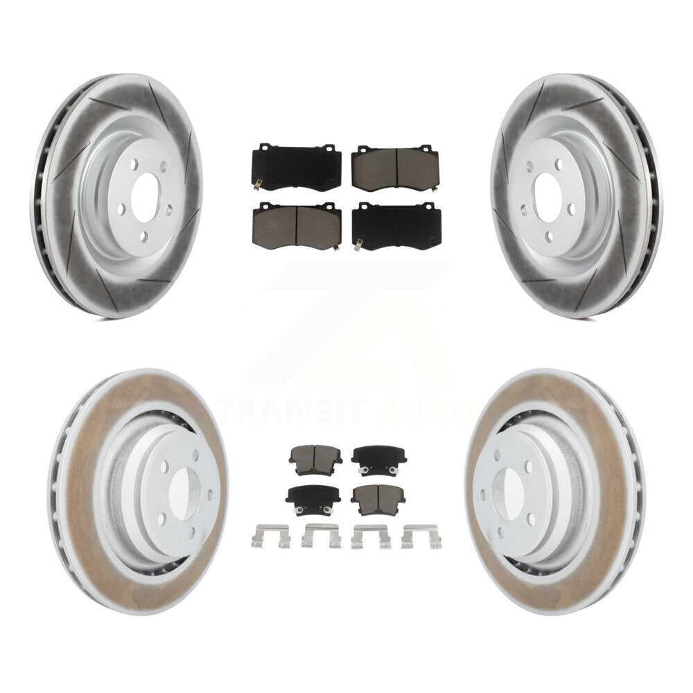 Front Rear Coated Disc Brake Rotors And Ceramic Pads Kit For Dodge Charger