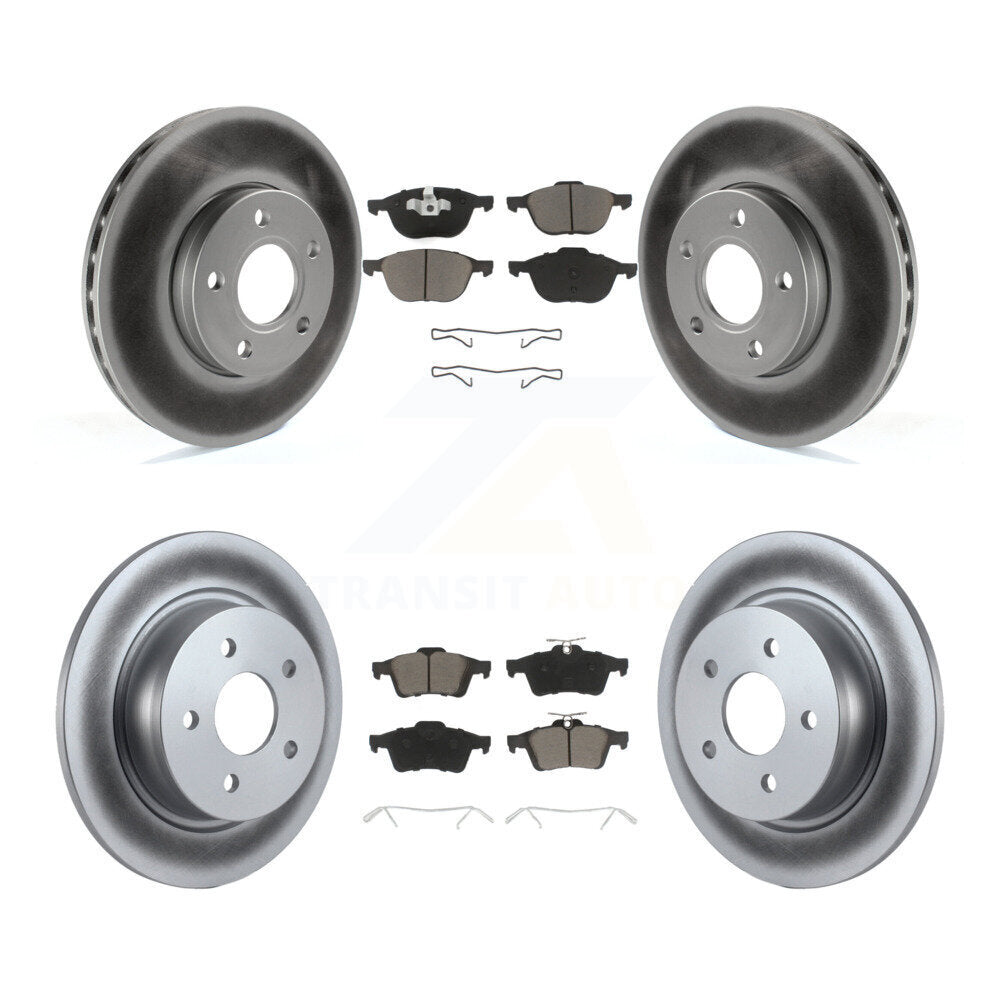 Front Rear Coated Disc Brake Rotors And Ceramic Pads Kit For Ford C-Max